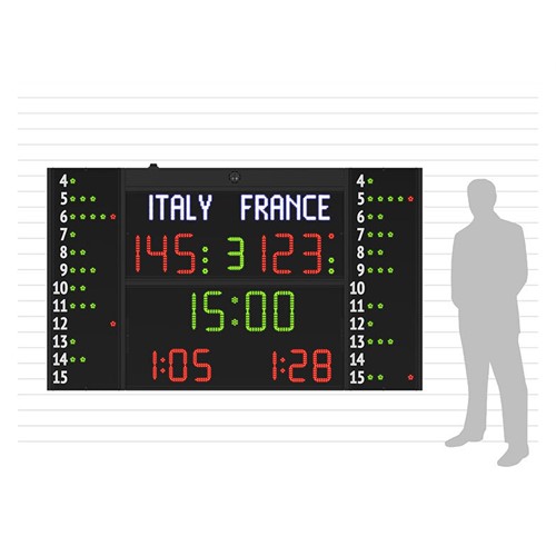 TABELLONE ELETTRONICO MULTISPORT SERIE FC54H25N12A1 FIBA Favero Electronic Design
